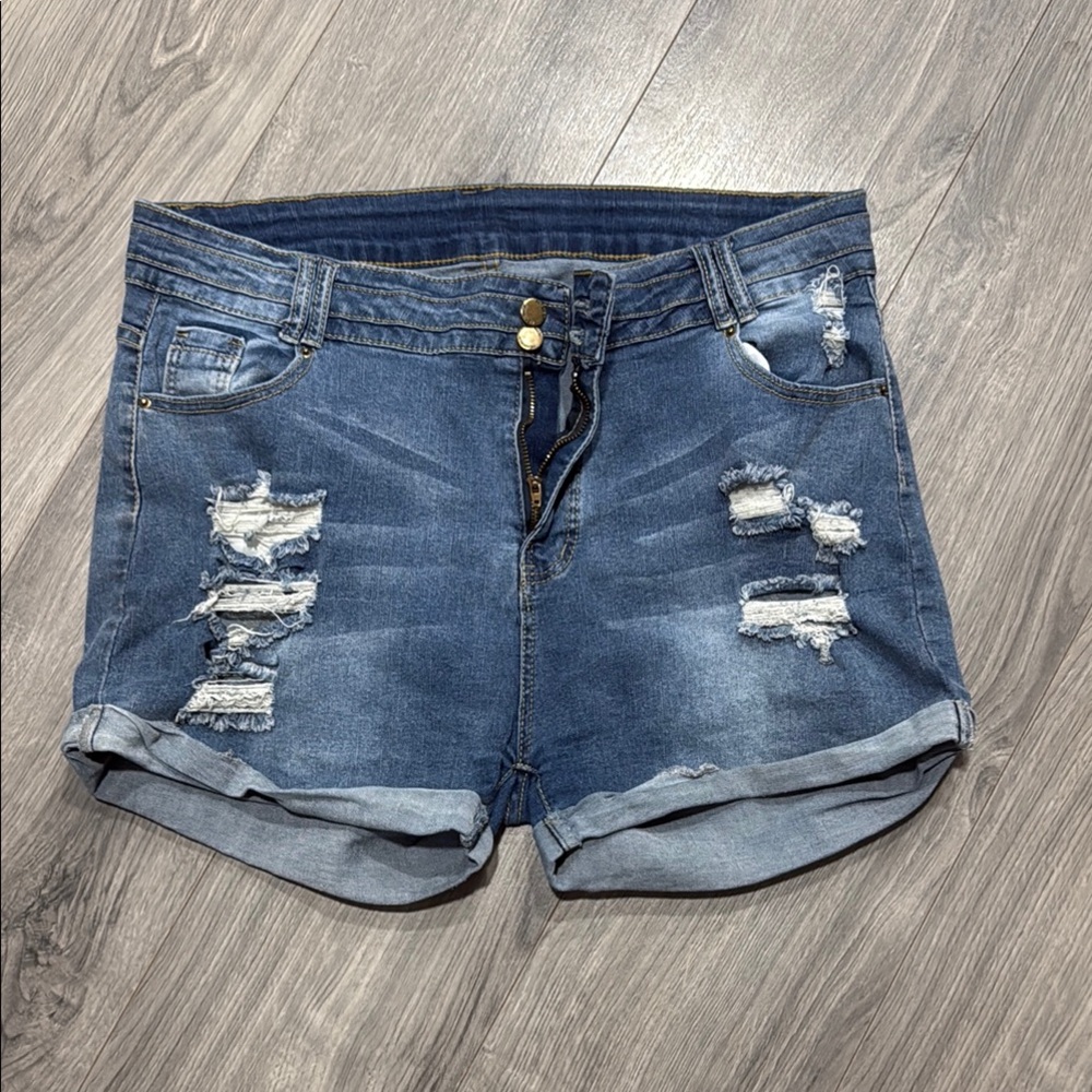 Distressed Denim Shorts